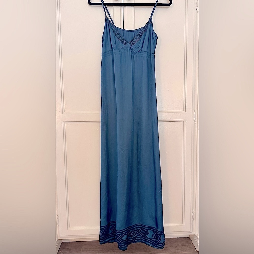 Twelfth Street by Cynthia Vincent Slip Dress Maxi in Steel Blue